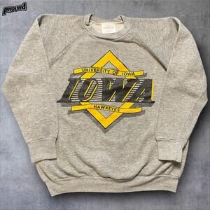 Vintage Iowa Hawkeyes Sweatshirt Mens Large Gray NCAA Football Healthknit 90s